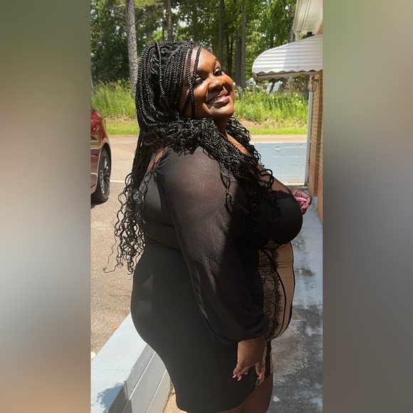 SHEIN Plus Color Block Lace Patchwork Dress - Picture 3 of 7